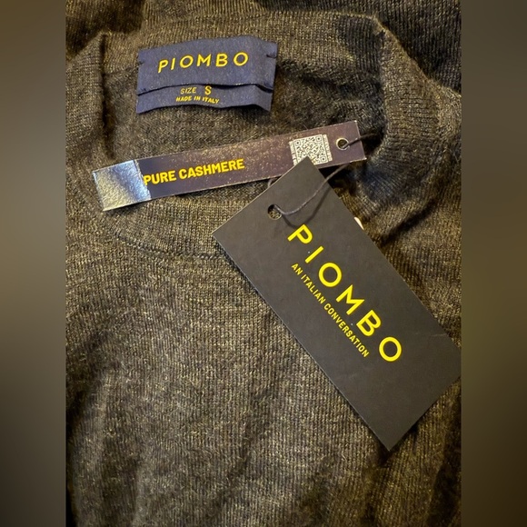 Piombo Men’s Small 100% Cashmere Charcoal Grey Lightweight Sweater - Picture 3 of 3
